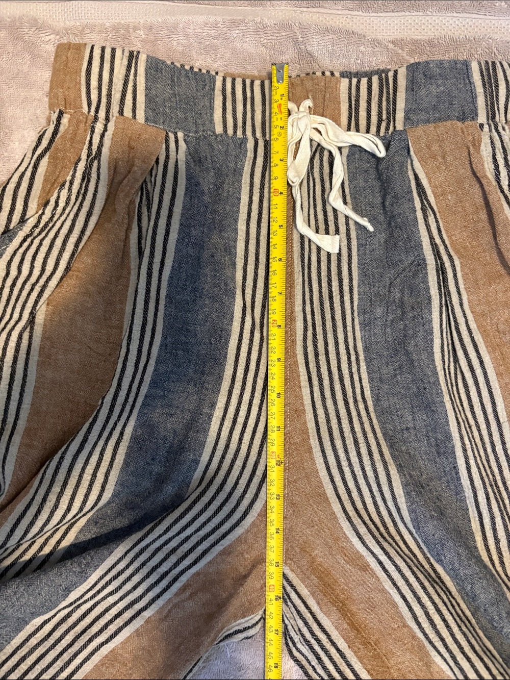 NWOT Cotierra Stripe Linen Blend Balloon Pants-Light Brown, Navy, Black, Beige - Picture 9 of 9